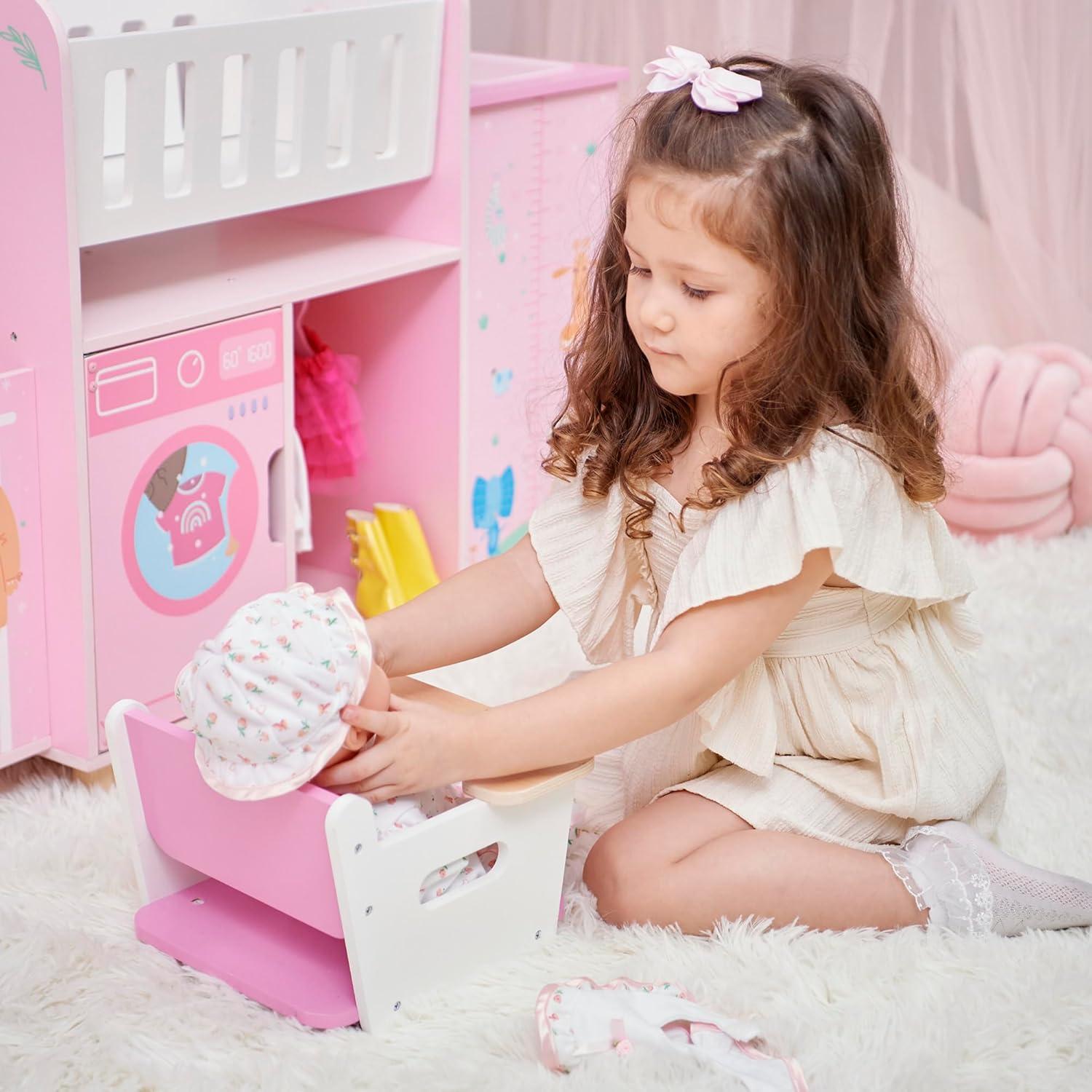 Teamson Kids Olivia's Little World 6-in-1 Wooden Doll Pretend Play Nursery Station