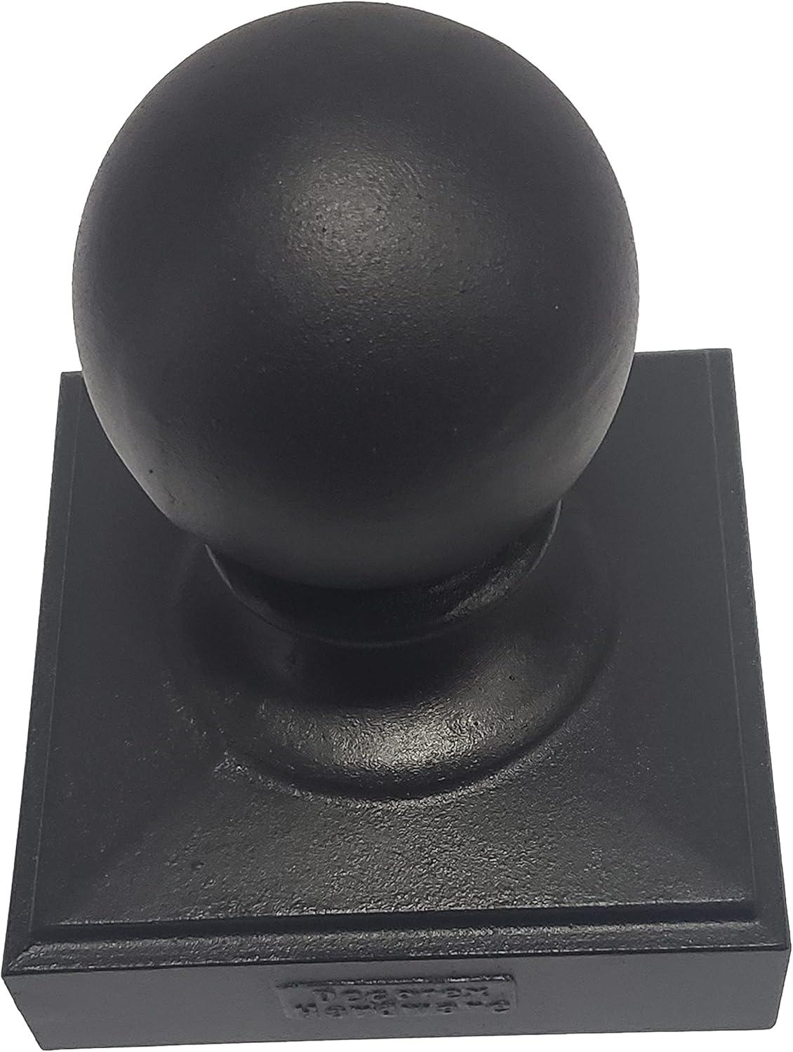 Black Powder-Coated Aluminum Ball Post Cap for 6" x 6" Posts