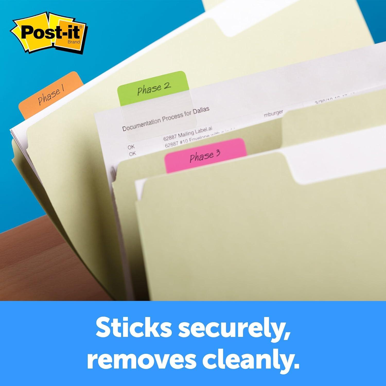 Post-it Tabs, 2 in, Solid, White, 25 Tabs/On-The-Go Dispenser, 2 Dispensers/Pack (686F-50WH)