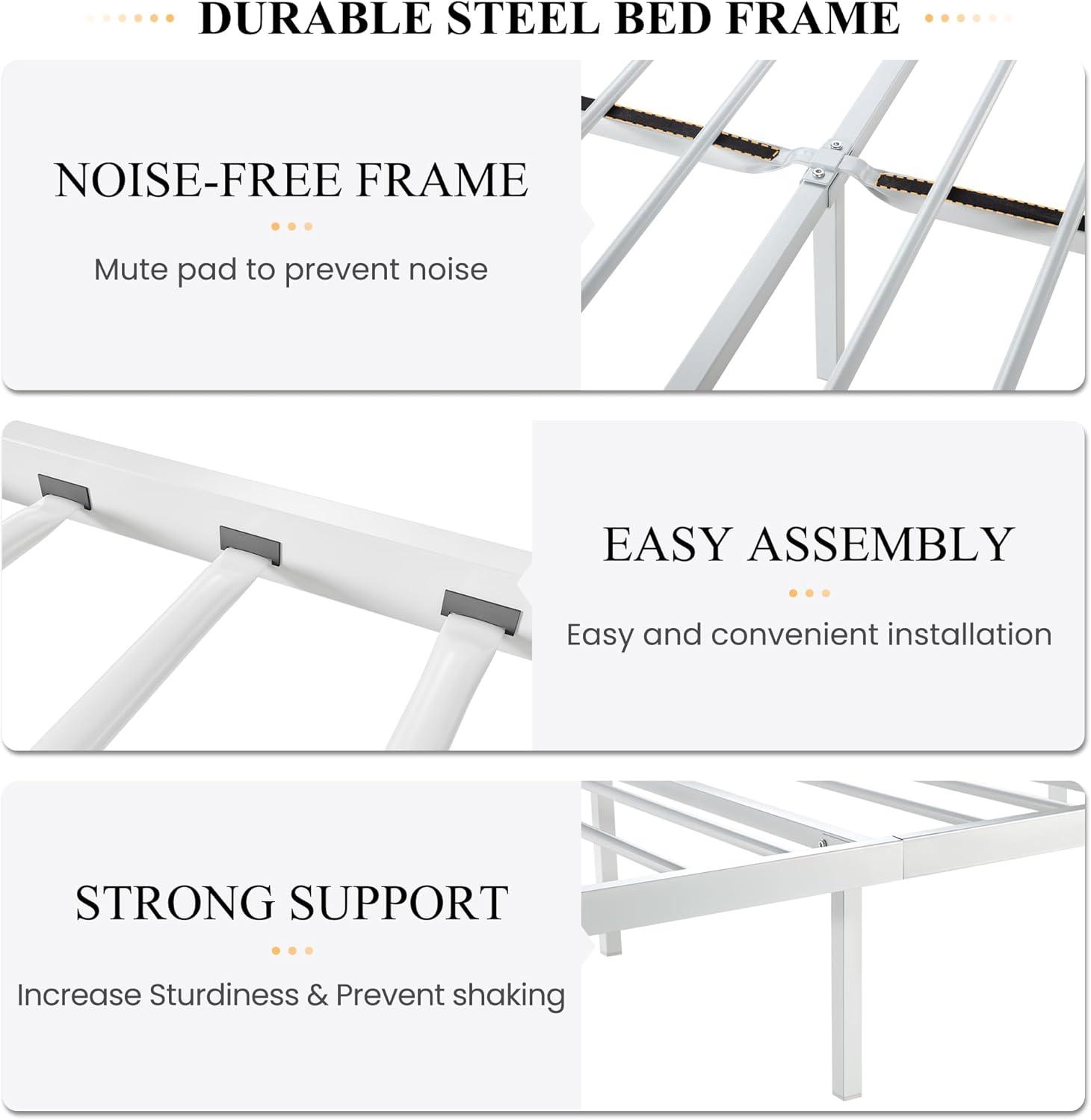 SHA CERLIN Twin Size Bed Frame for Kids,Metal Bed Frame with Butterfly Pattern Design Headboard & Footboard,No Box Spring Needed,Easy Assembly,White