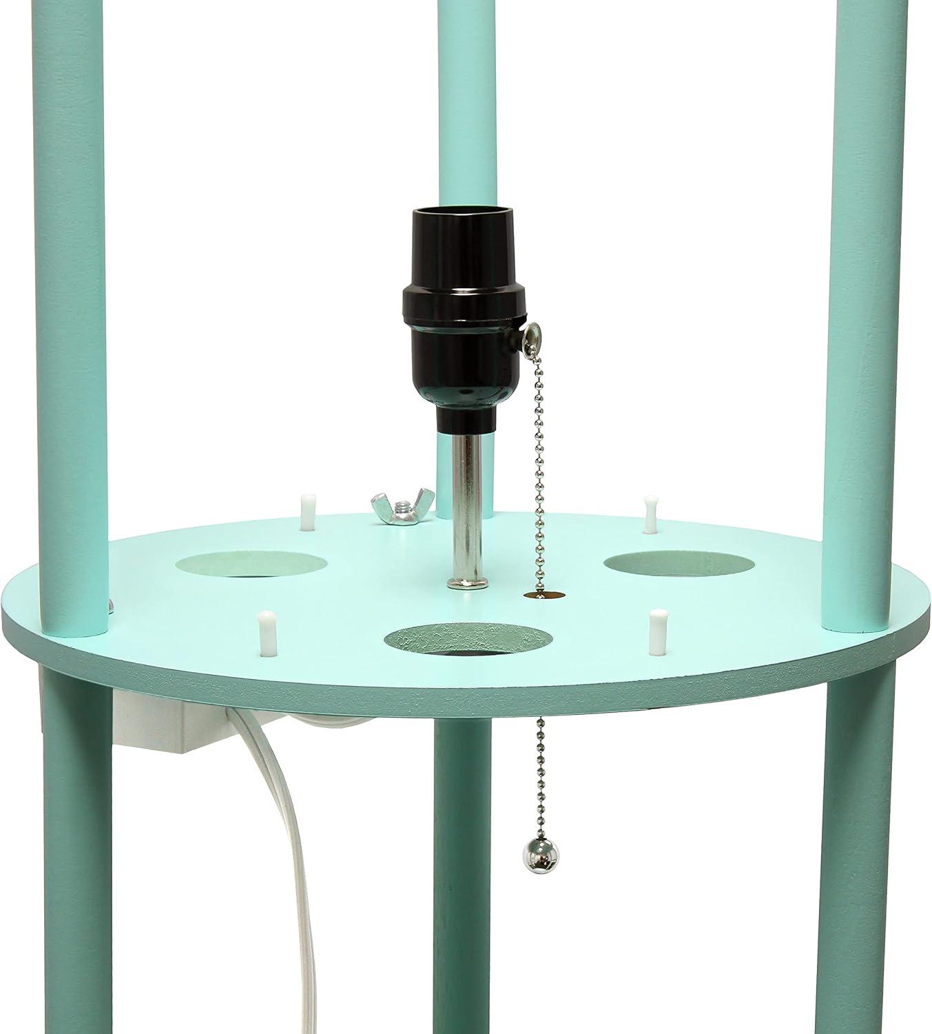 62.5" Round Modern Shelf Etagere Organizer Floor Lamp with Charging Station - Simple Designs