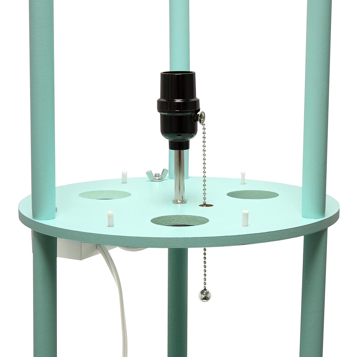 62.5" Round Modern Shelf Etagere Organizer Floor Lamp with Charging Station - Simple Designs