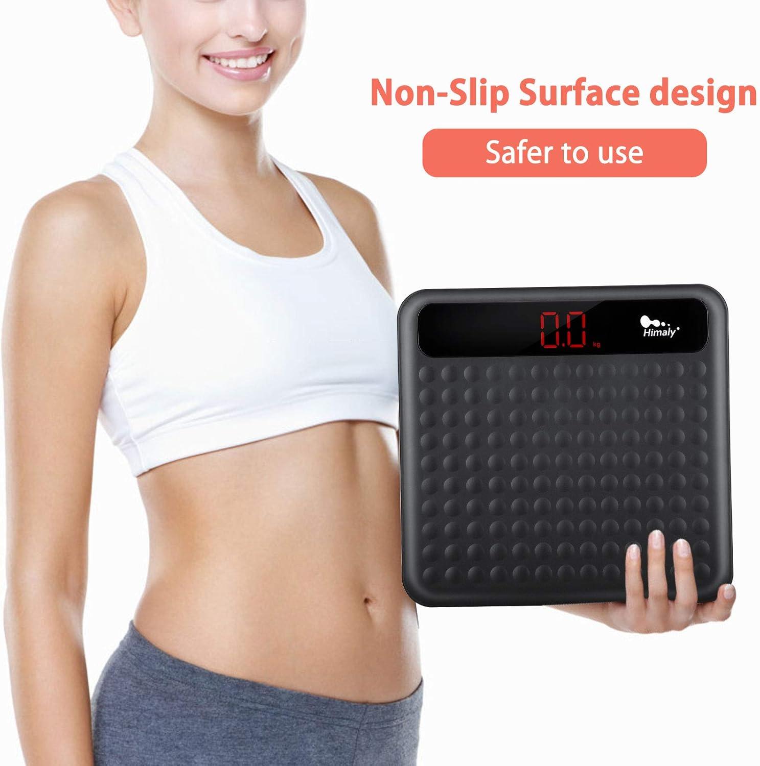 Black Digital Body Weight Bathroom Scale with Non-Slip Platform