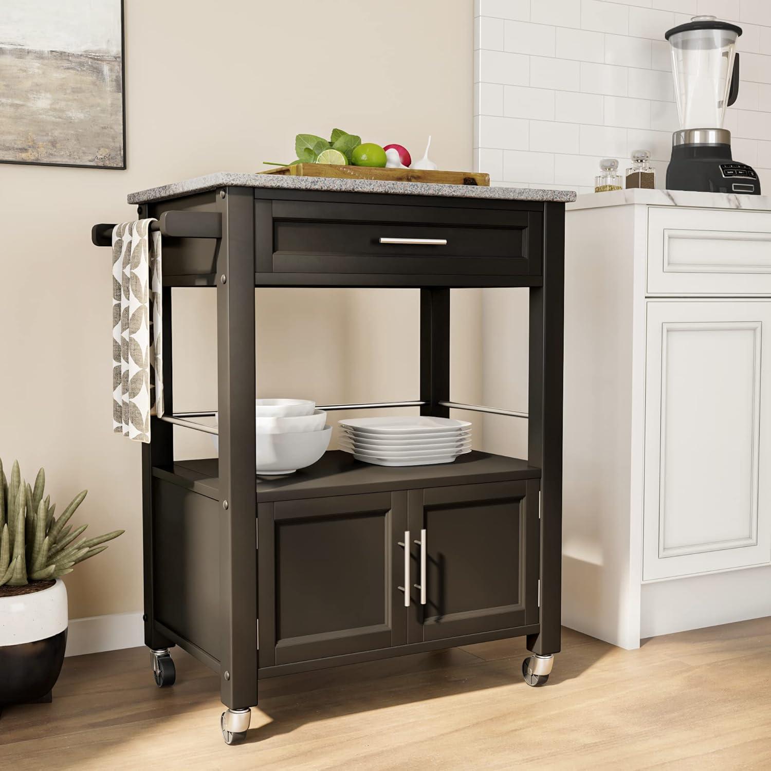 Cameron Kitchen Cart with Granite Top - Linon