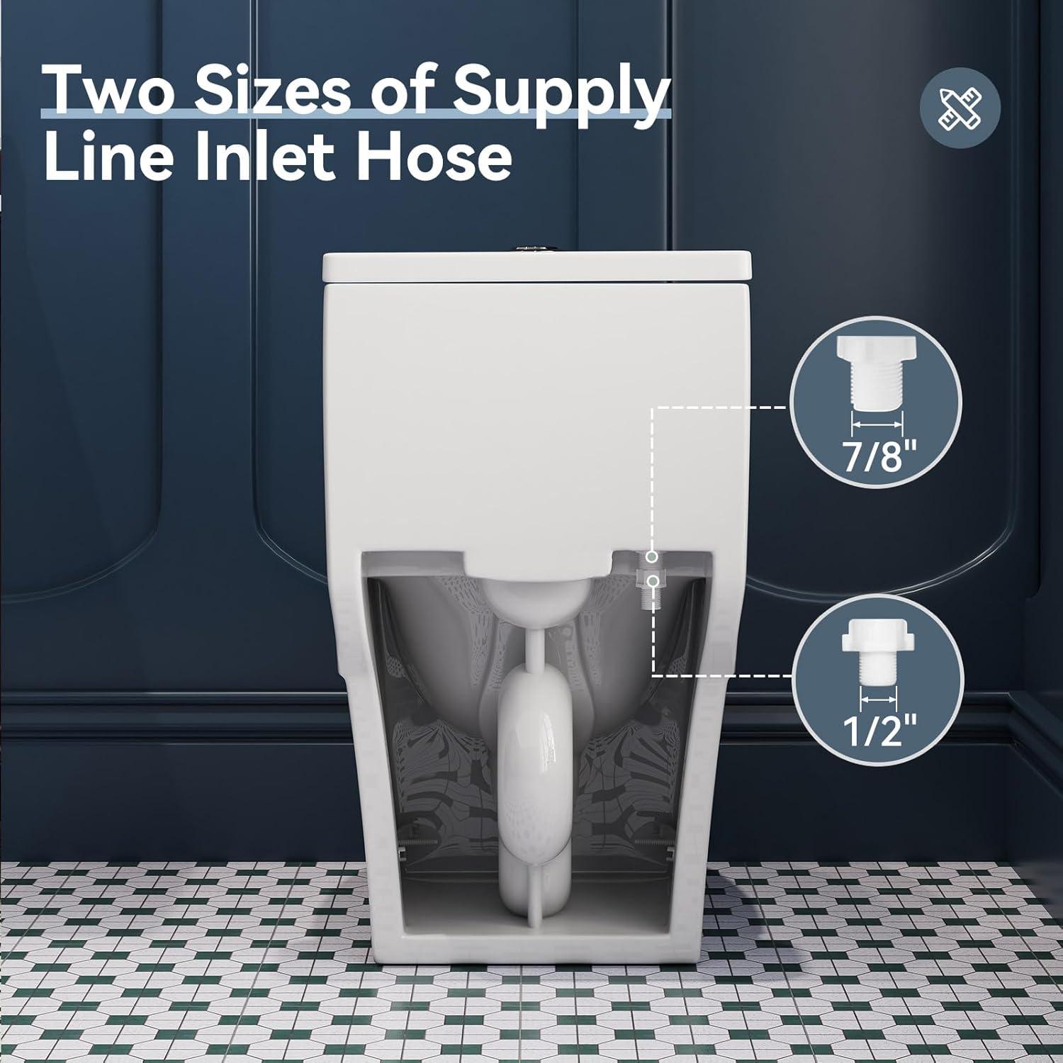 Elongated One-Piece Toilet, Compact Toilet with Soft-Close Seat, 1.1/1.6 GPF Powerful Dual-Flush Toilet for Bathroom