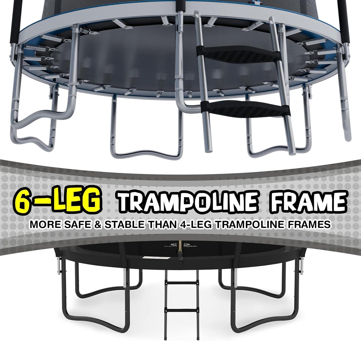TruJump Sportspower TruJump 14' Round Trampoline with Safety Enclosure & with Lifetime Warranty on Jump Mat