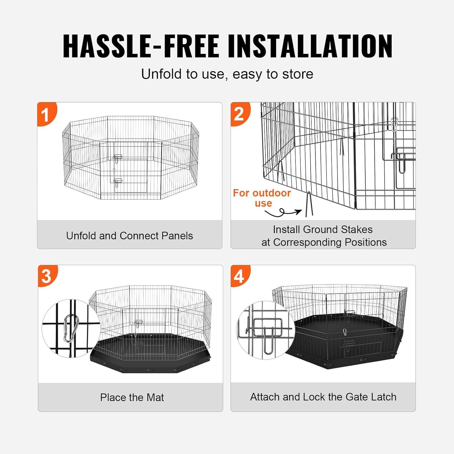 VEVOR 24'' H 8 Panel Metal Exercise Pen With Door