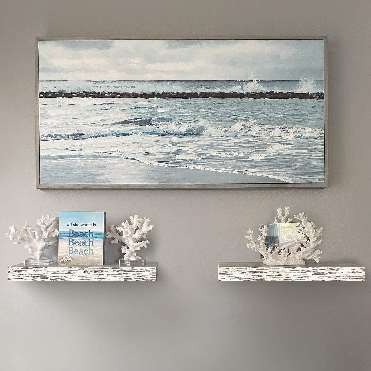 Sorbus Rustic Wood Coastal Beach Style Hanging Rectangle Wall Shelves