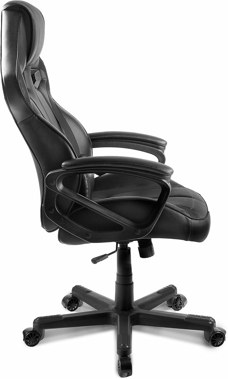 Black Faux Leather Swivel Gaming Chair with Adjustable Lumbar Support