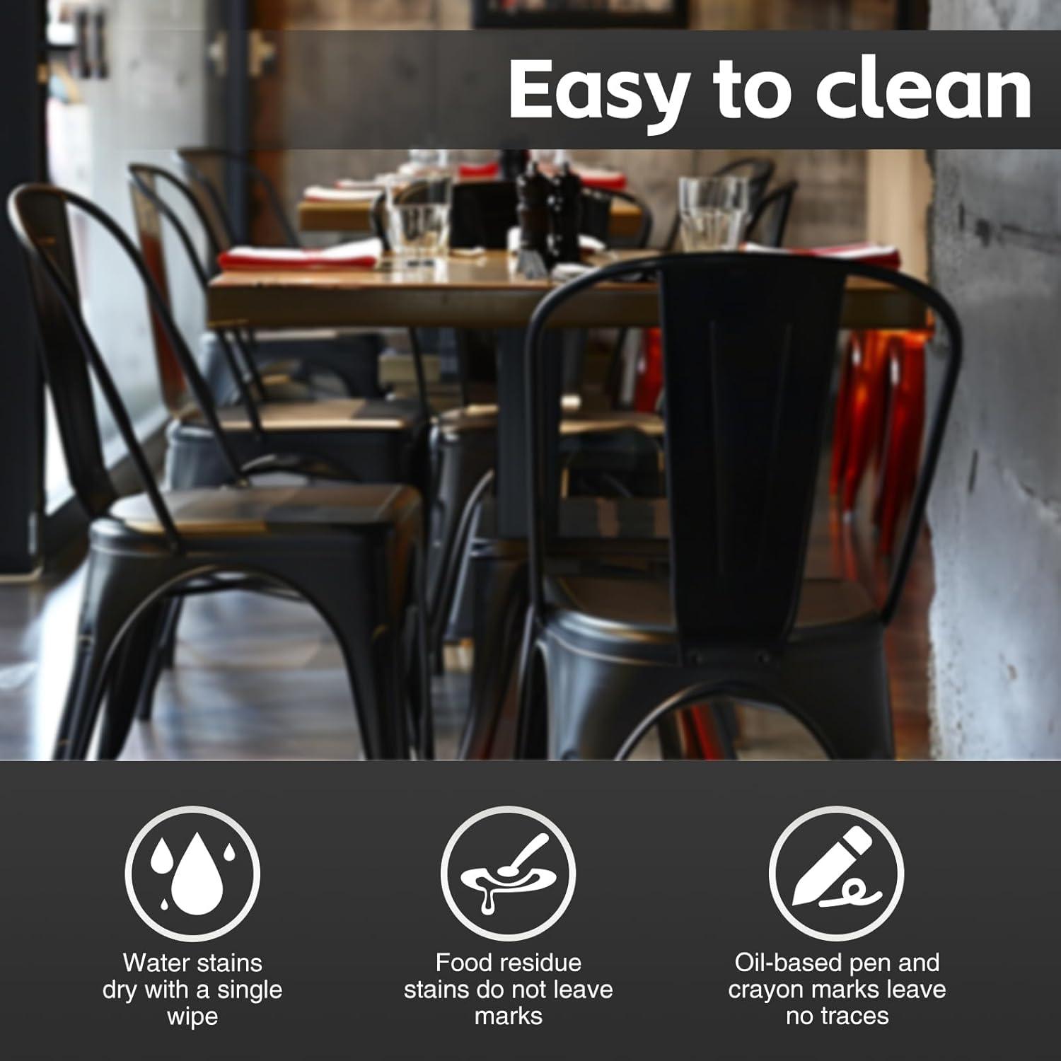 SOLEGGIATA Juego de 2 Sillas de Comedor de Metal Hierro Apilable Exterior/vintage/cocina Restaurante Mate Medianoche Negro