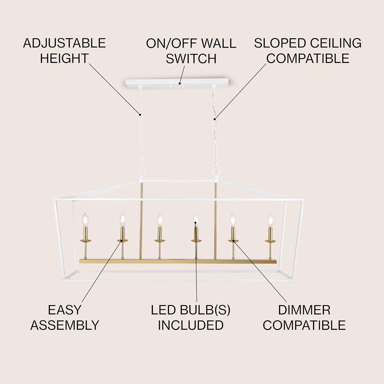 Pagoda 49" Satin White Iron Candle-Style Linear Chandelier