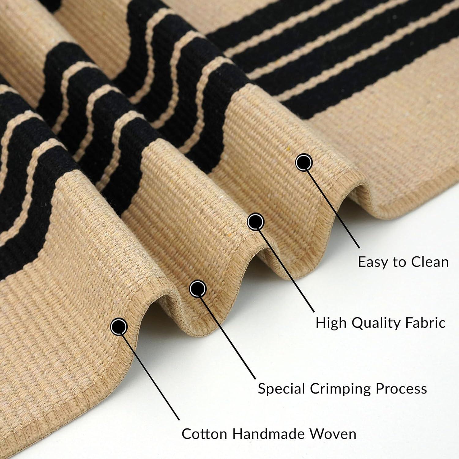 IOHOUZE Navy and White Striped Rug 2'x3' Front Door Rugs, Small Washable Area Rug for Front Porch, Spring Summer Doormats Outdoor Indoor, Cotton Rugs for Entryway Porch Entrance