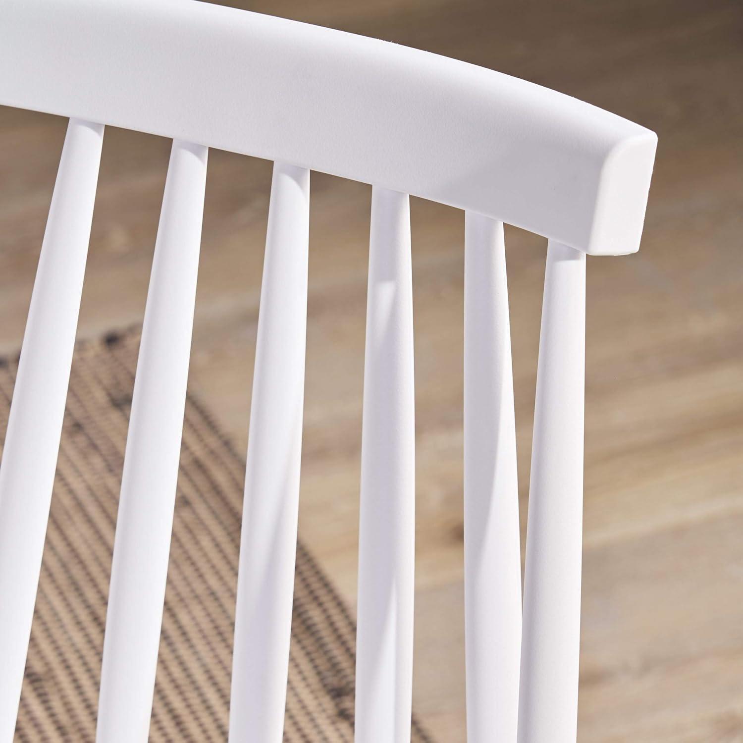 White Polypropylene Spindle Back Dining Chairs, Set of 2