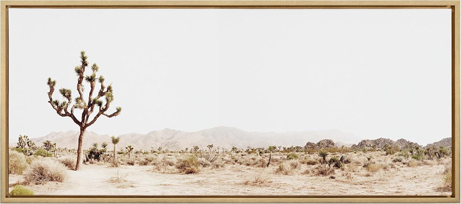 Kate and Laurel Sylvie Lone Joshua Tree Framed Canvas by Amy Peterson Art Studio, 18x40, Bright Gold