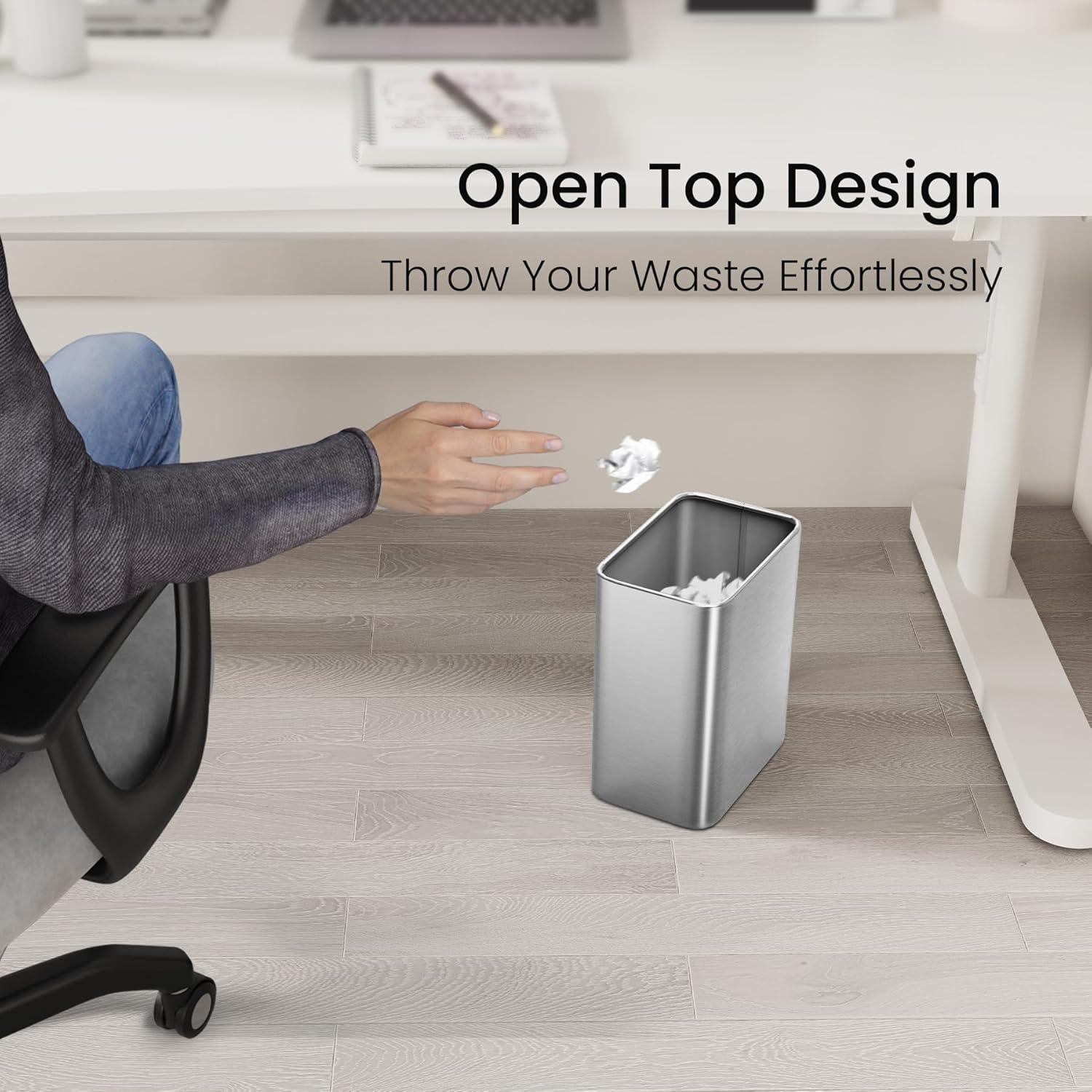 Stainless Steel Open-Top Trash Can - 2.1 Gallons