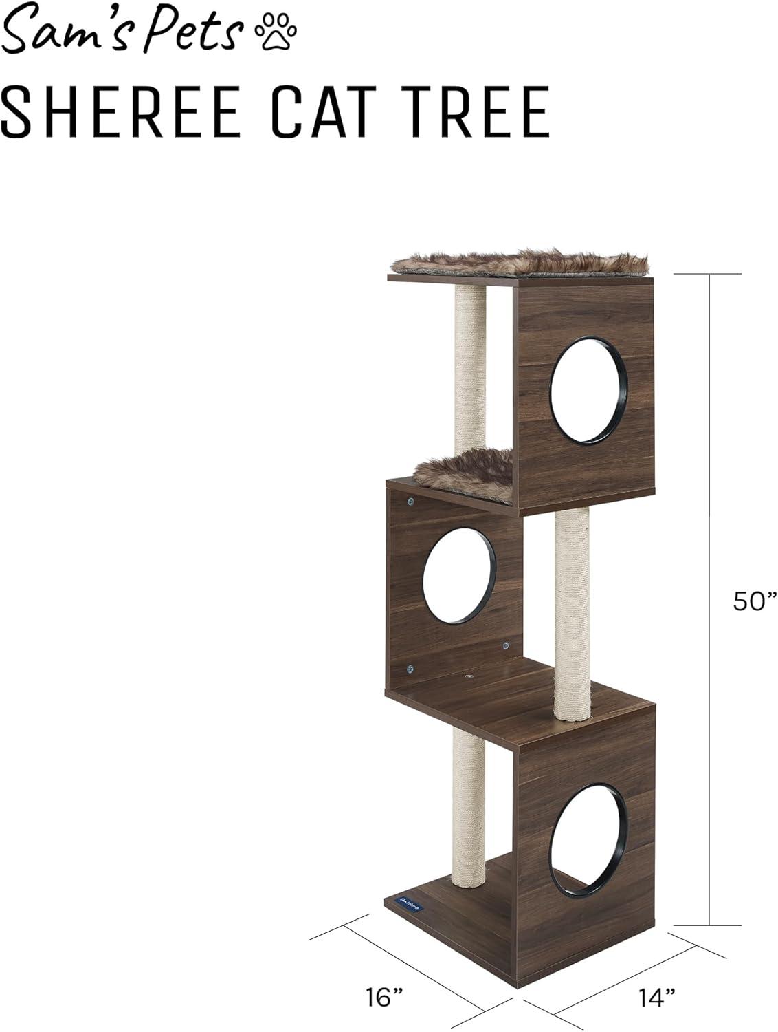 Sam's Pets Sheree Cat Tree 50" modern and easy clean