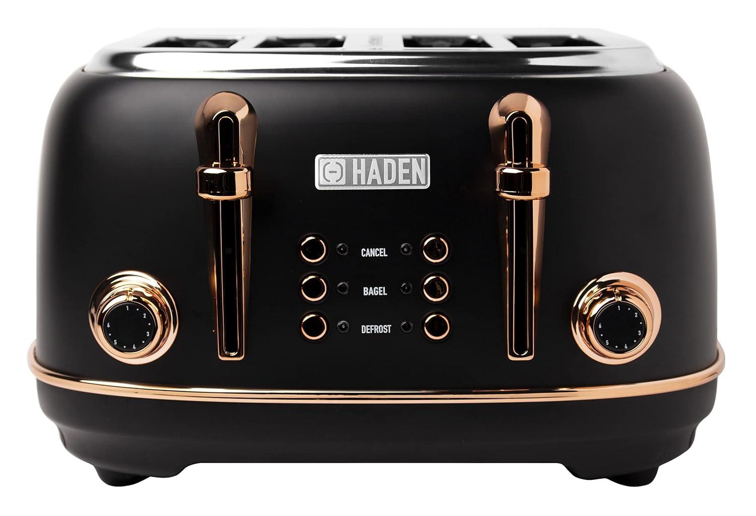 HADEN Heritage Black and Copper 4-Slice Toaster