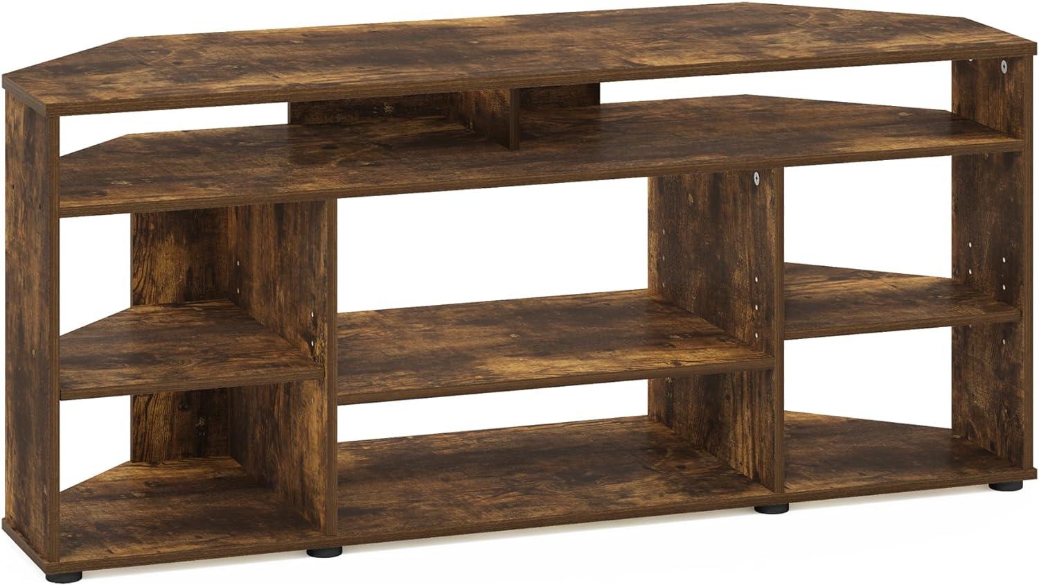 Furinno Jensen Corner TV Stand TV up to 55 Inches, Amber Pine