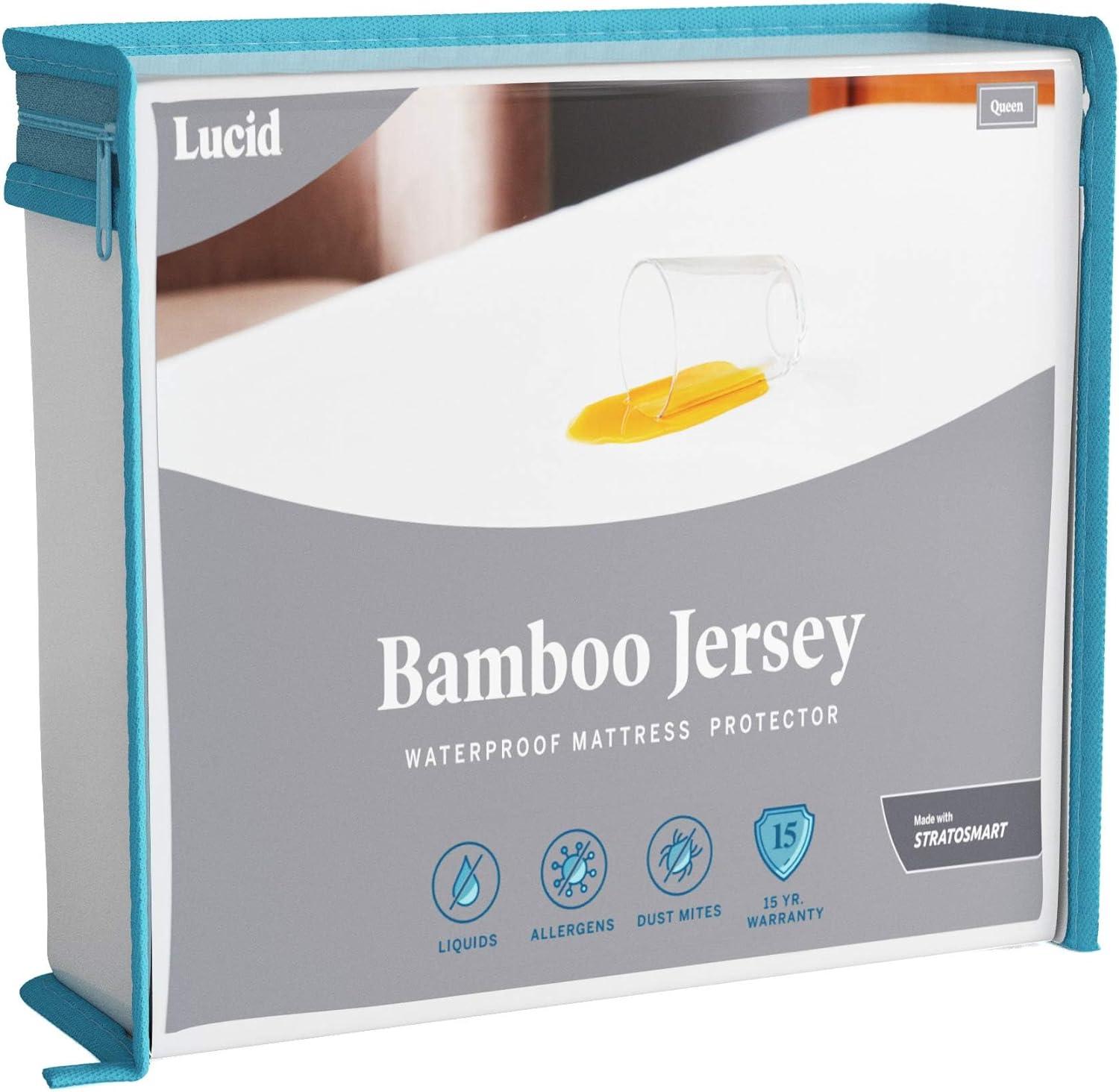 Queen Bamboo Jersey Waterproof Mattress Protector with Zipper