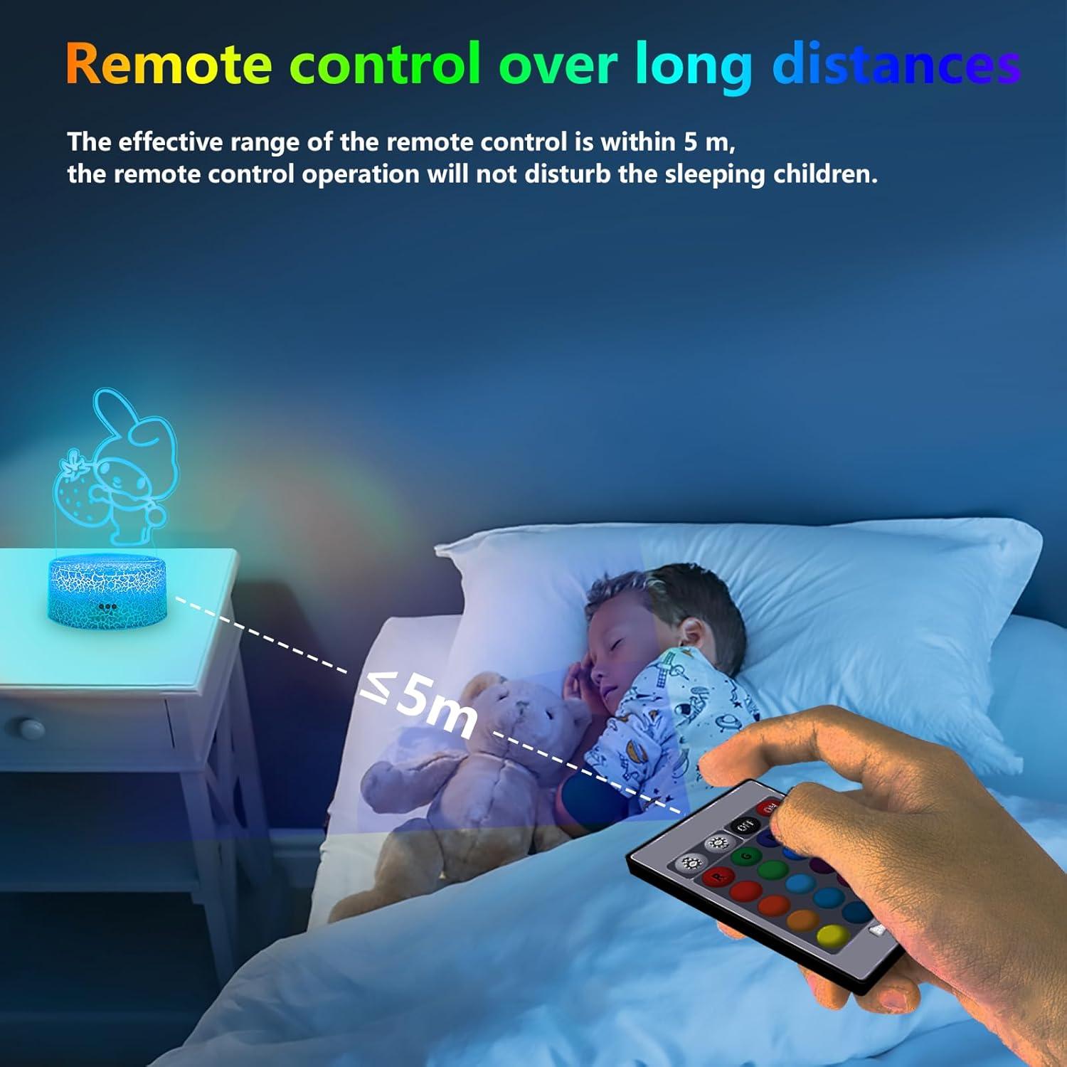 3D Illusion Night Light for Kids - Cute Lamp Led Night Light Anime Charater 16 Colours Change with Remote Control Kitty Lamp Room Decor Birthdays Holidays Christmas Gifts for Kids and Girls