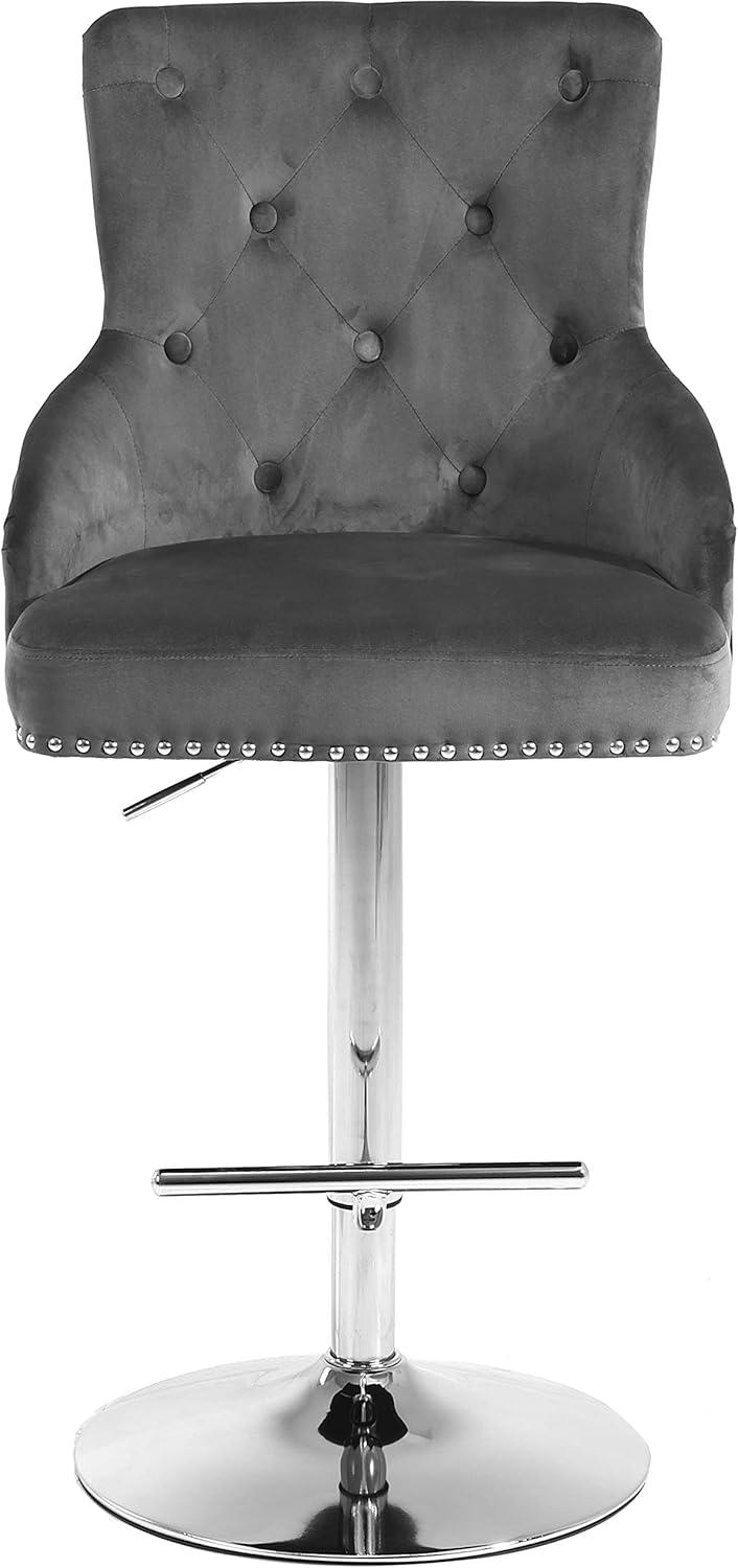 Maykoosh Mountain Lodge Grey Velvet Adjustable Stool
