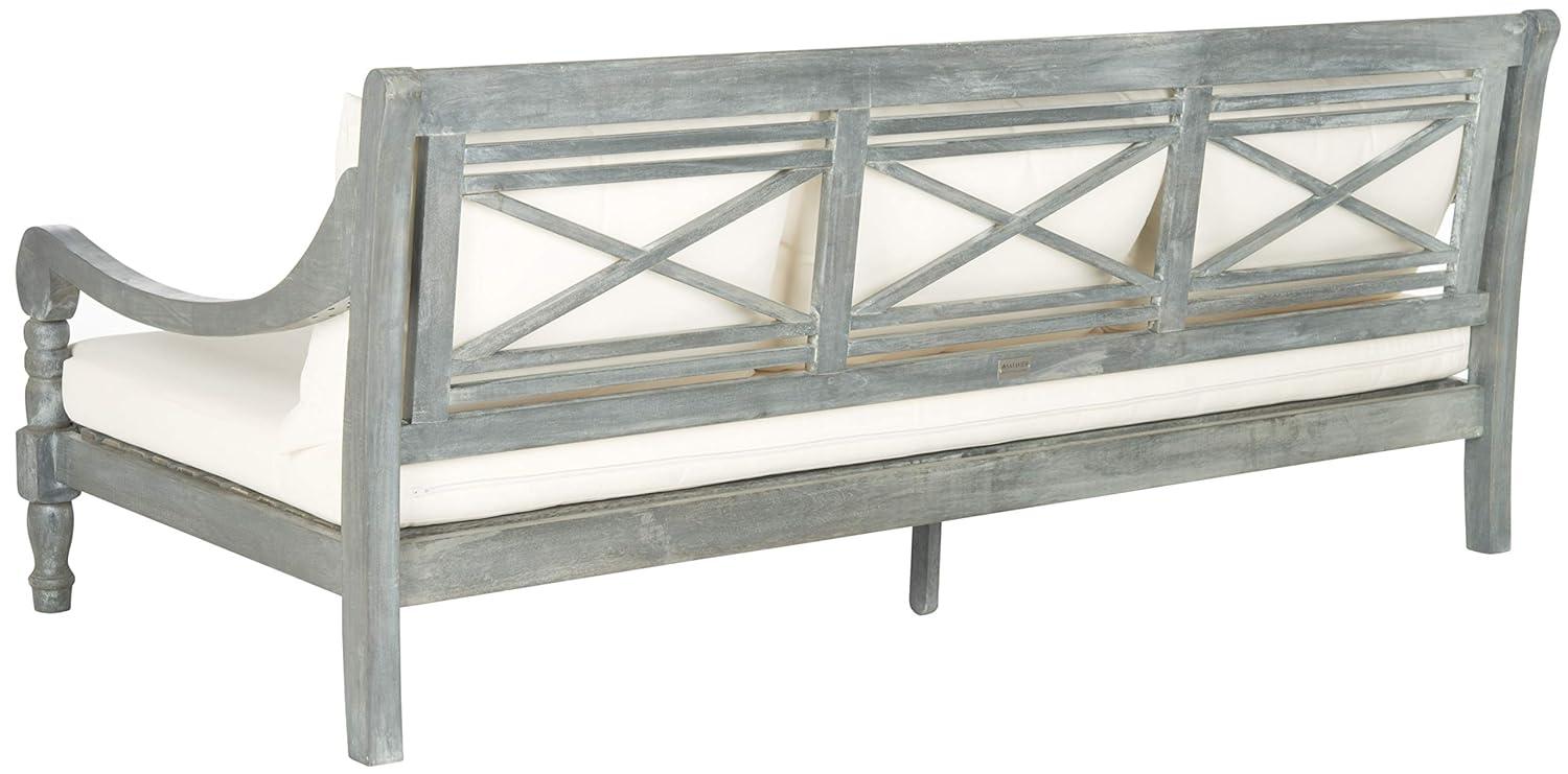 SAFAVIEH  OUTDOOR Pasadena Day Bed Ash Grey / Beige