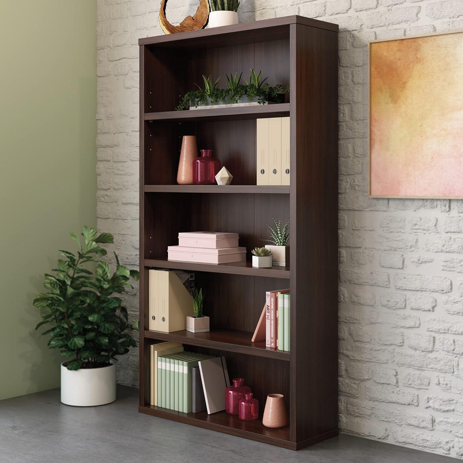 Sauder Affirm Engineered Wood 5-Shelf Bookcase in Noble Elm/Brown