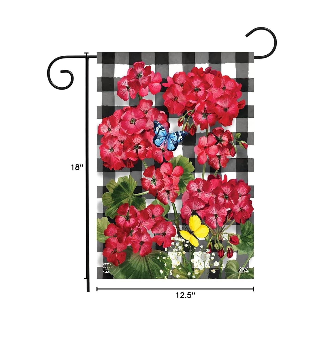 Briarwood Lane Summer Garden Flag 12x18 For Outdoor Checkered Geraniums For Summer Garden Flag Flags For Outside