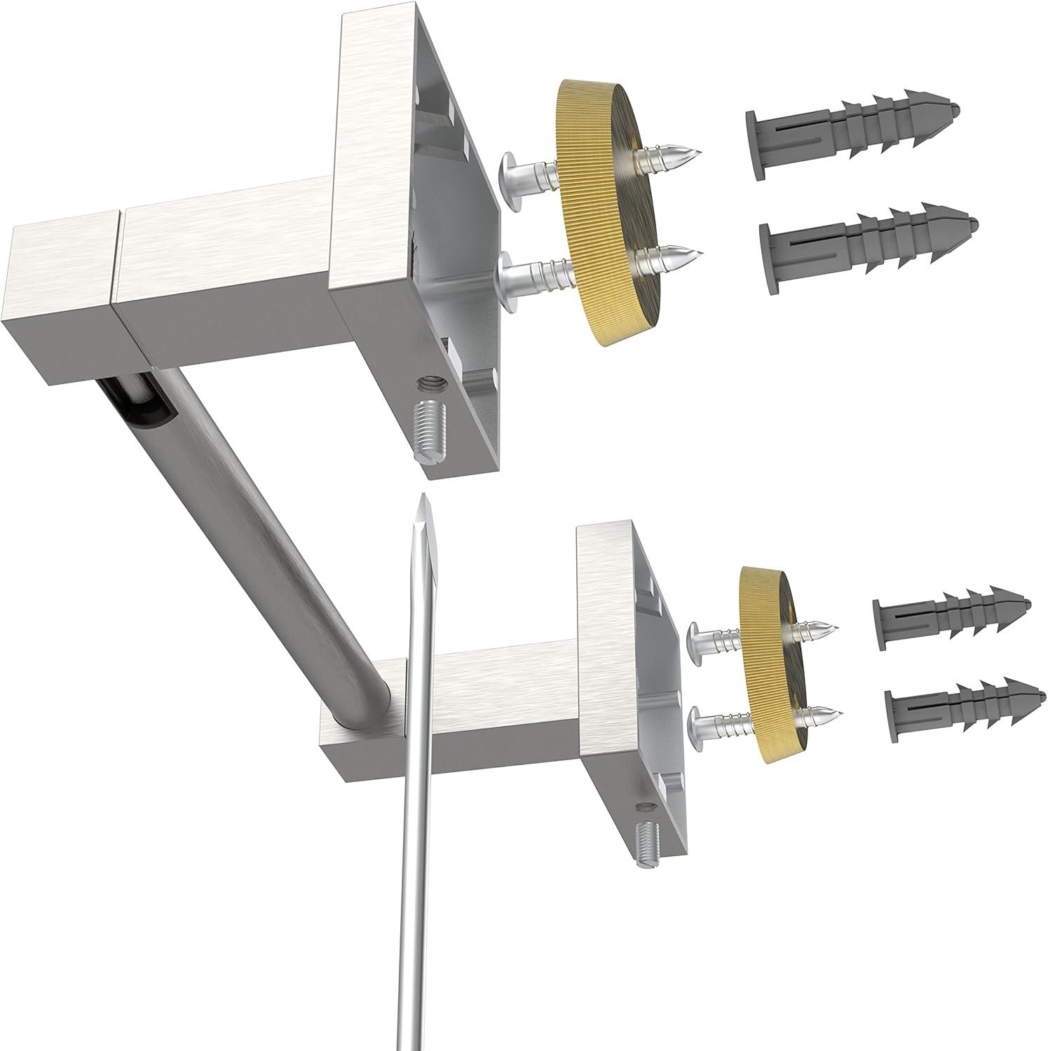 Double Post Pivoting Modern Square Toilet Paper Holder by RUACQ, Brushed Nickel, Wall Mounted