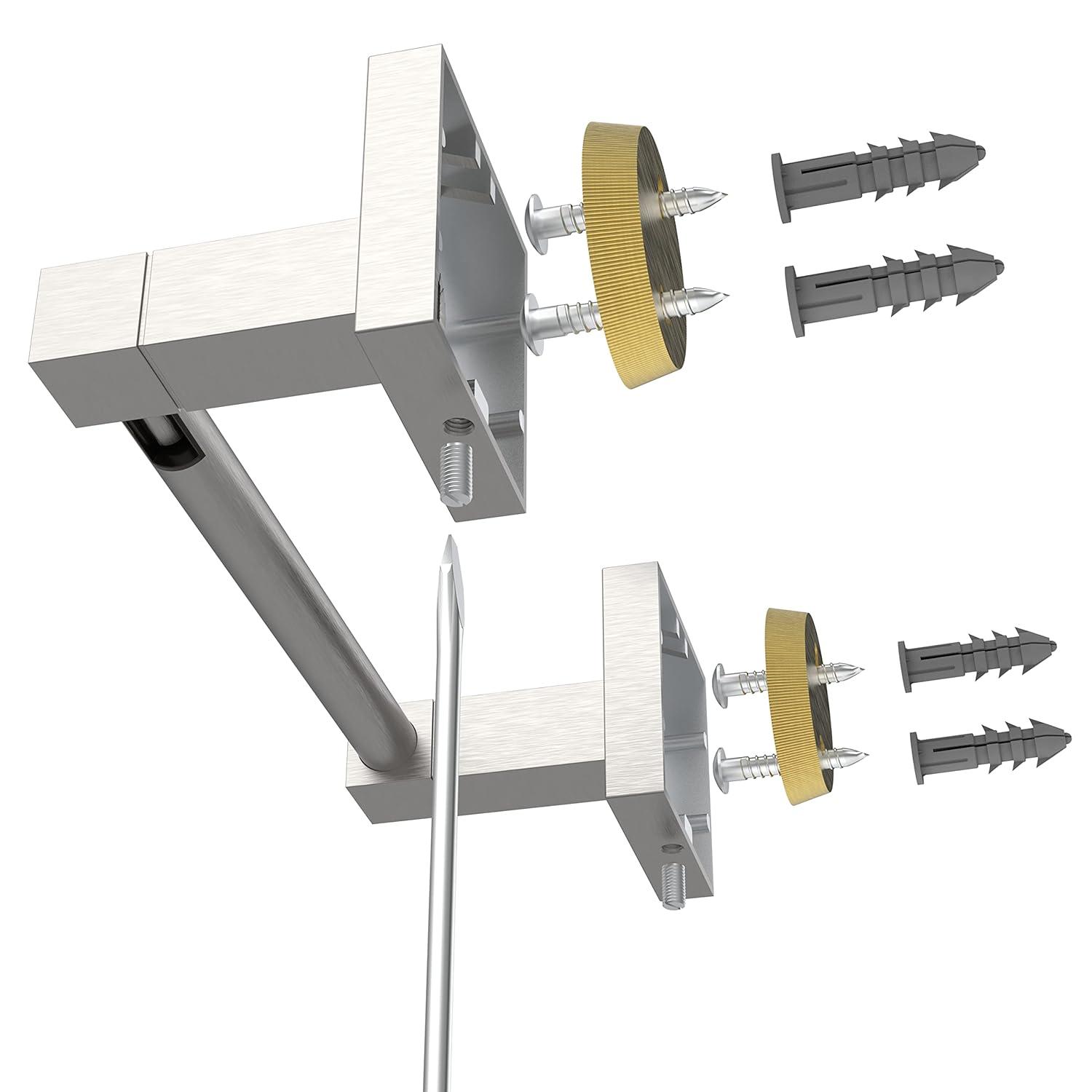 Double Post Pivoting Modern Square Toilet Paper Holder by RUACQ, Brushed Nickel, Wall Mounted