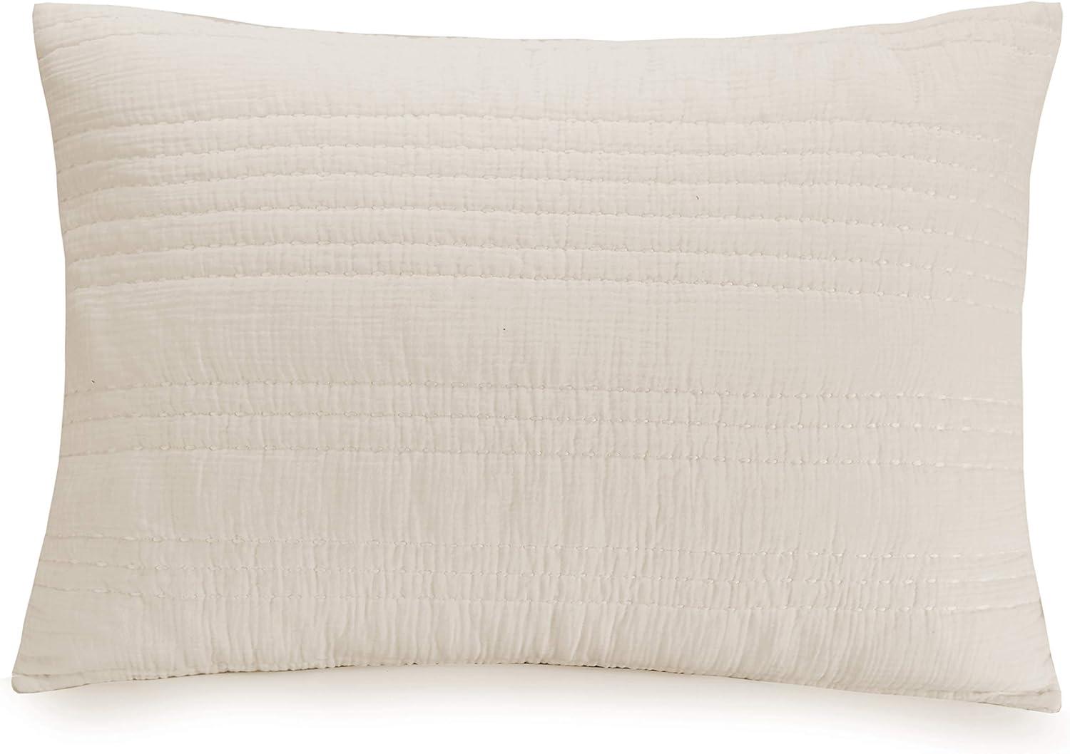 Ivory Cotton and Polyester Standard Sham Pair