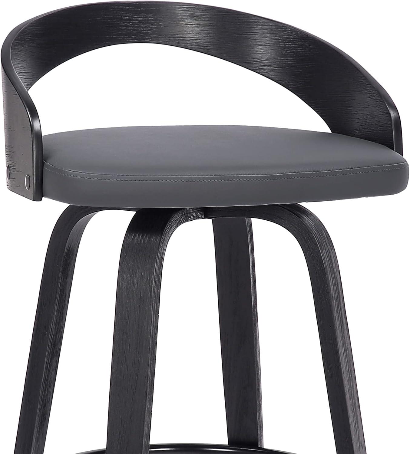 Shelly Black Wood and Metal Swivel Counter Stool