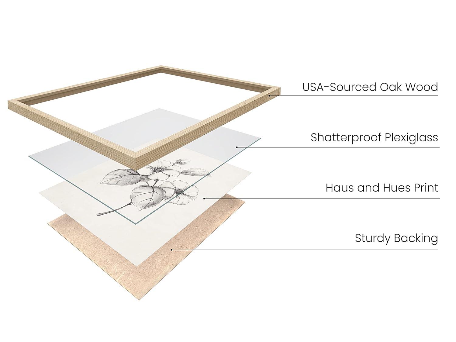 HAUS AND HUES Grey Floral Wall Art - Set of 4 Plant Posters for Wall Vintage, Botanical Prints, Black and White Flower Pictures for Room Aesthetic, Farmhouse Bathroom, Rustic Art (Beige Frame, 11x14)