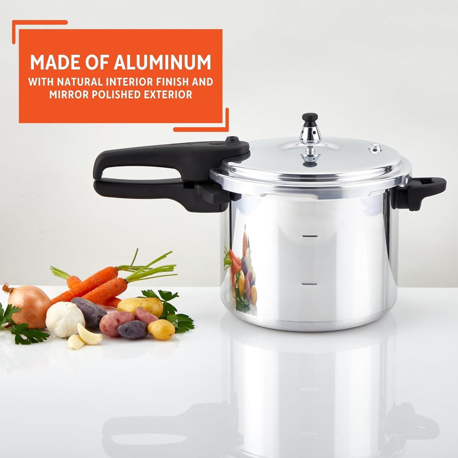 IMUSA 7qt Stovetop Natural Finish Basic Pressure Cooker - Silver: Aluminum, Locking Lid, Cool Touch Handle, Hand Wash
