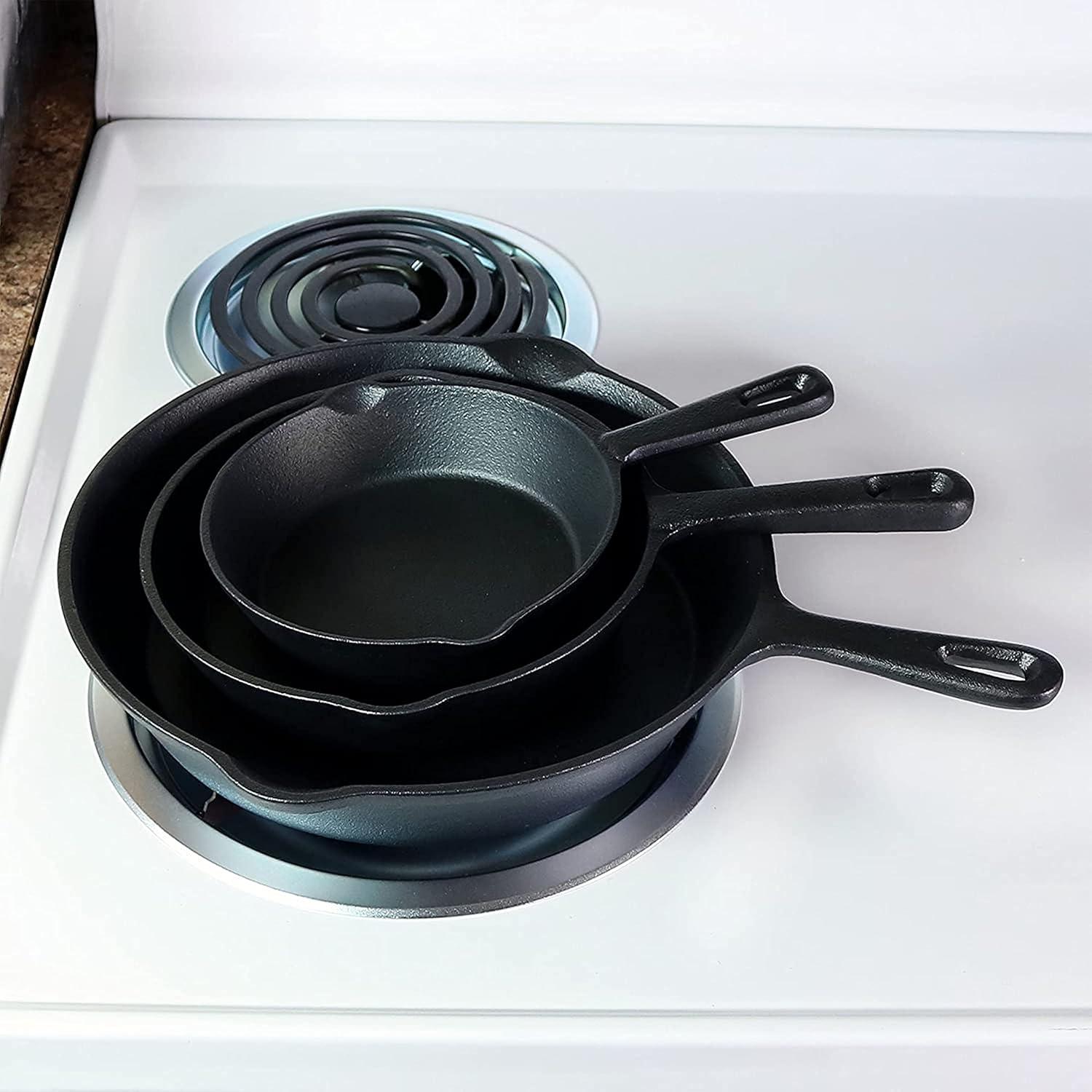 Hastings Home Nonstick Cast Iron Frying Pan Set - 3 Skillets