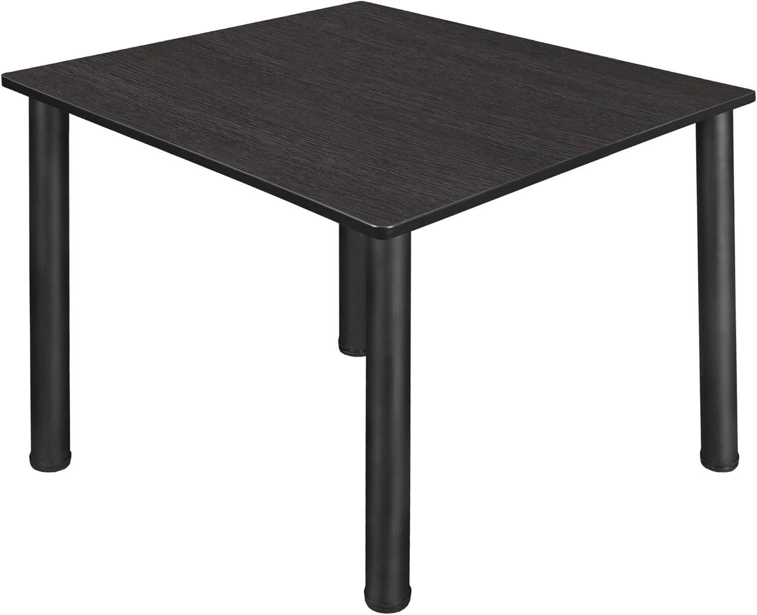 Ash Grey 48" Square Dining Table with Black Steel Legs