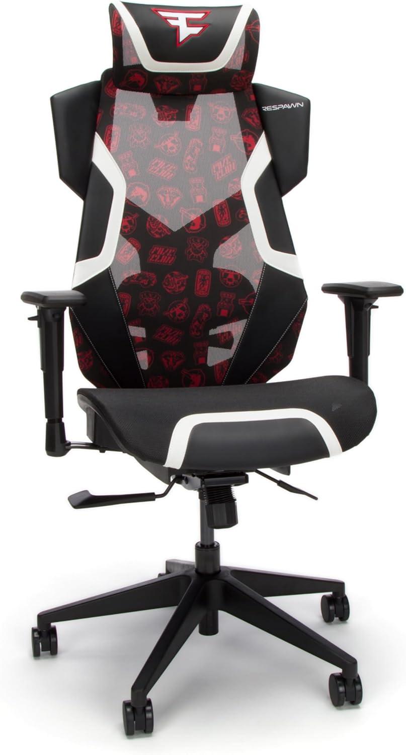 RESPAWN FLEXX Mesh Gaming Chair With Lumbar Support, Ergonomic Gaming Chair with Recline/Tilt Tension Controls, Adjustable Arms, 300lb Max Weight With Wheels for Computer/Desk/Office