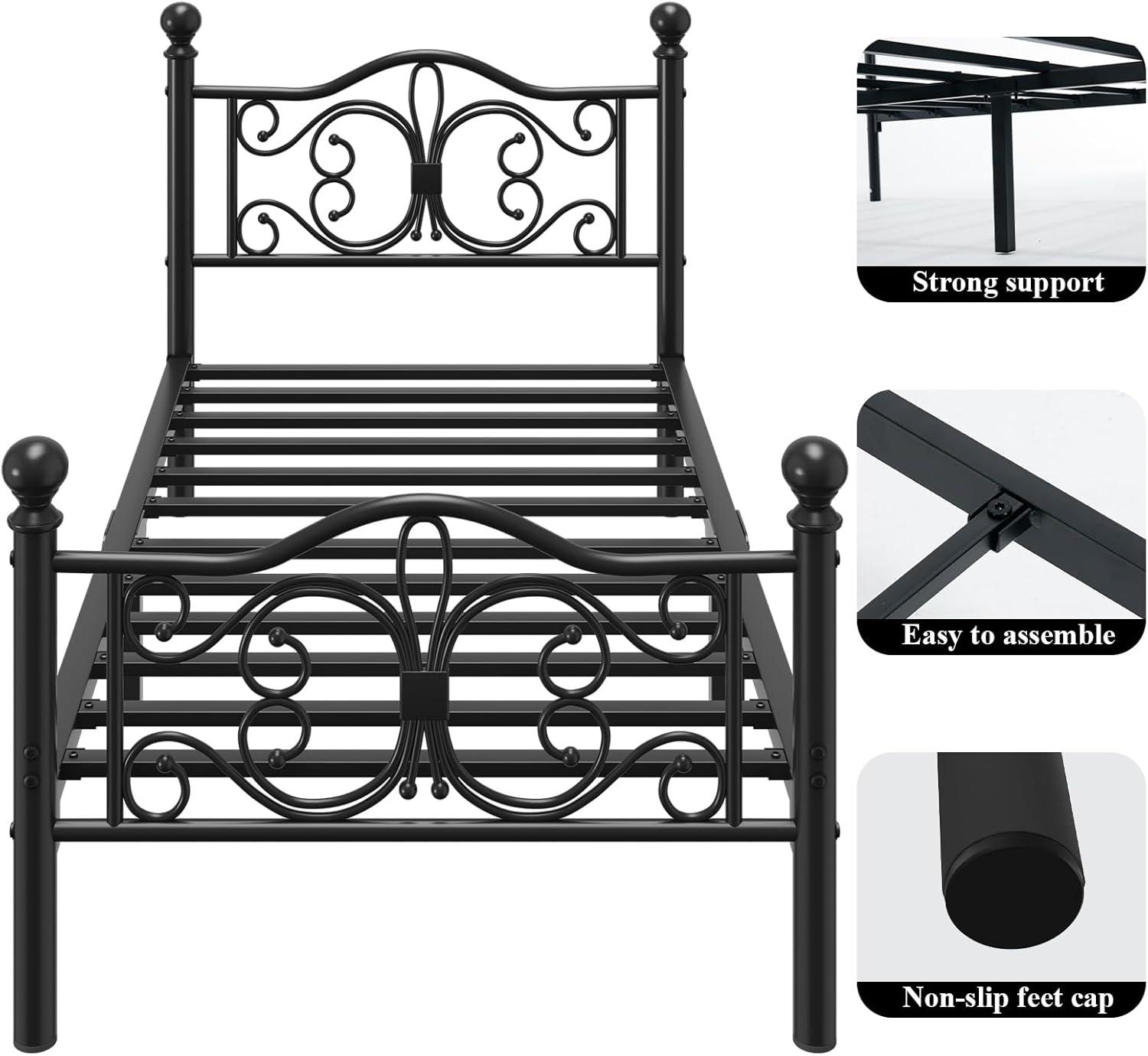 Lark Manor™ Eylin Metal Platform Bed with Butterfly Design Headboard and Footboard, Underbed Storage & Reviews | Wayfair