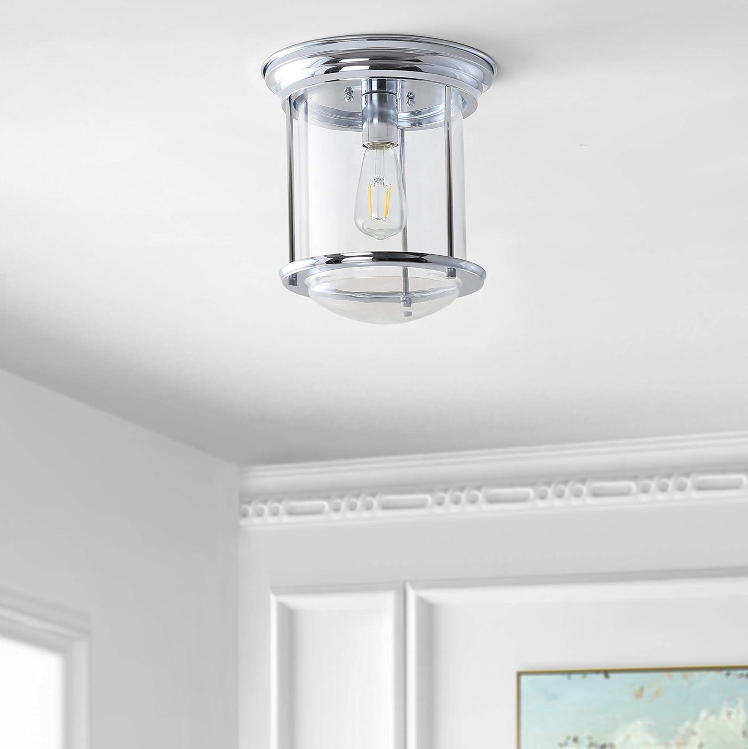 JONATHAN Y JYL7440C Savannah 10.25" Metal/Glass LED Flush Mount, Traditional,Transitional, Dimmable, 2700K Cozy Warm Light Kitchen,Hallway,Bathroom,Stairwell, Chrome