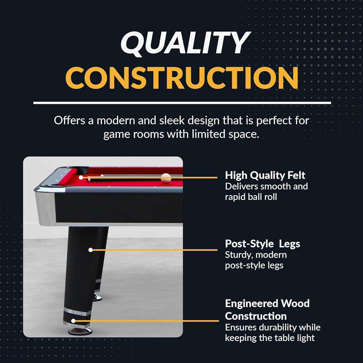 Hathaway Games Hathaway Jupiter 7 Ft Heavy Duty Pool Table – Includes Cue Sticks, Billiard Balls, Brush – Modern Look for Family Billiards Games Room – Red Felt with Black Finish