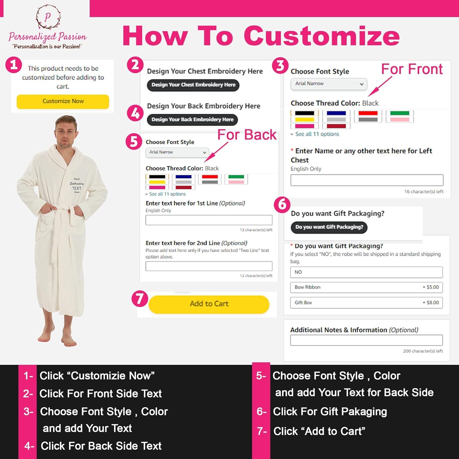 Plush Robe for Women and Men - His and Her Robes with Personalization Options - Super Soft Luxurious Spa Bathrobes