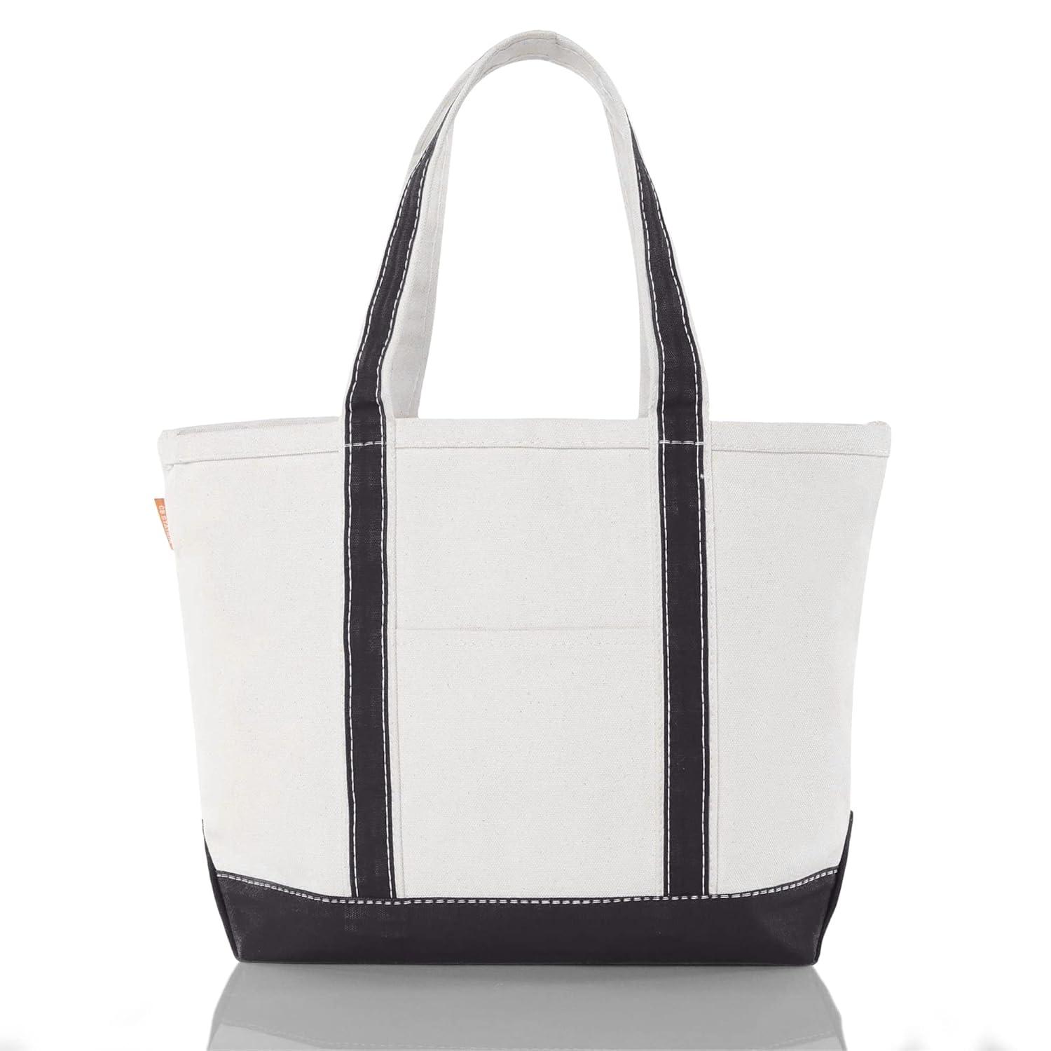 Medium Classic Canvas Tote Bag for Women, Top Zipper Closure, Outer Pocket, Daily Essentials, Groceries, Traveling