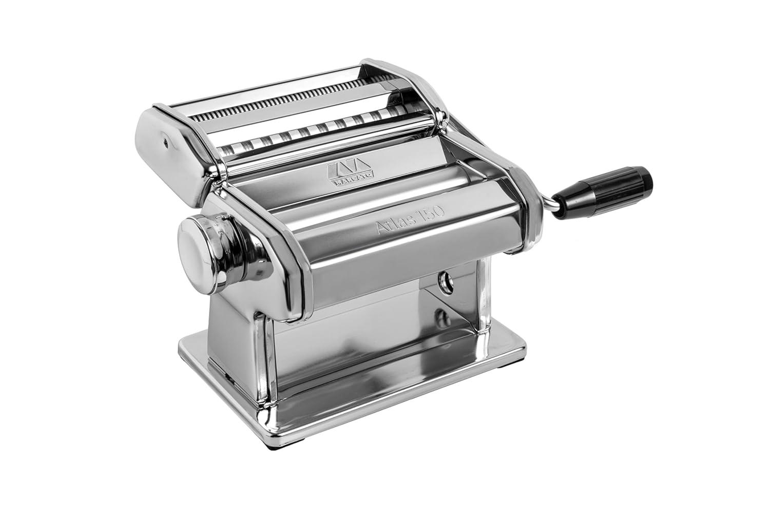 Marcato Atlas 150 Pasta Machine with Cutter and Hand Crank, Made in Italy