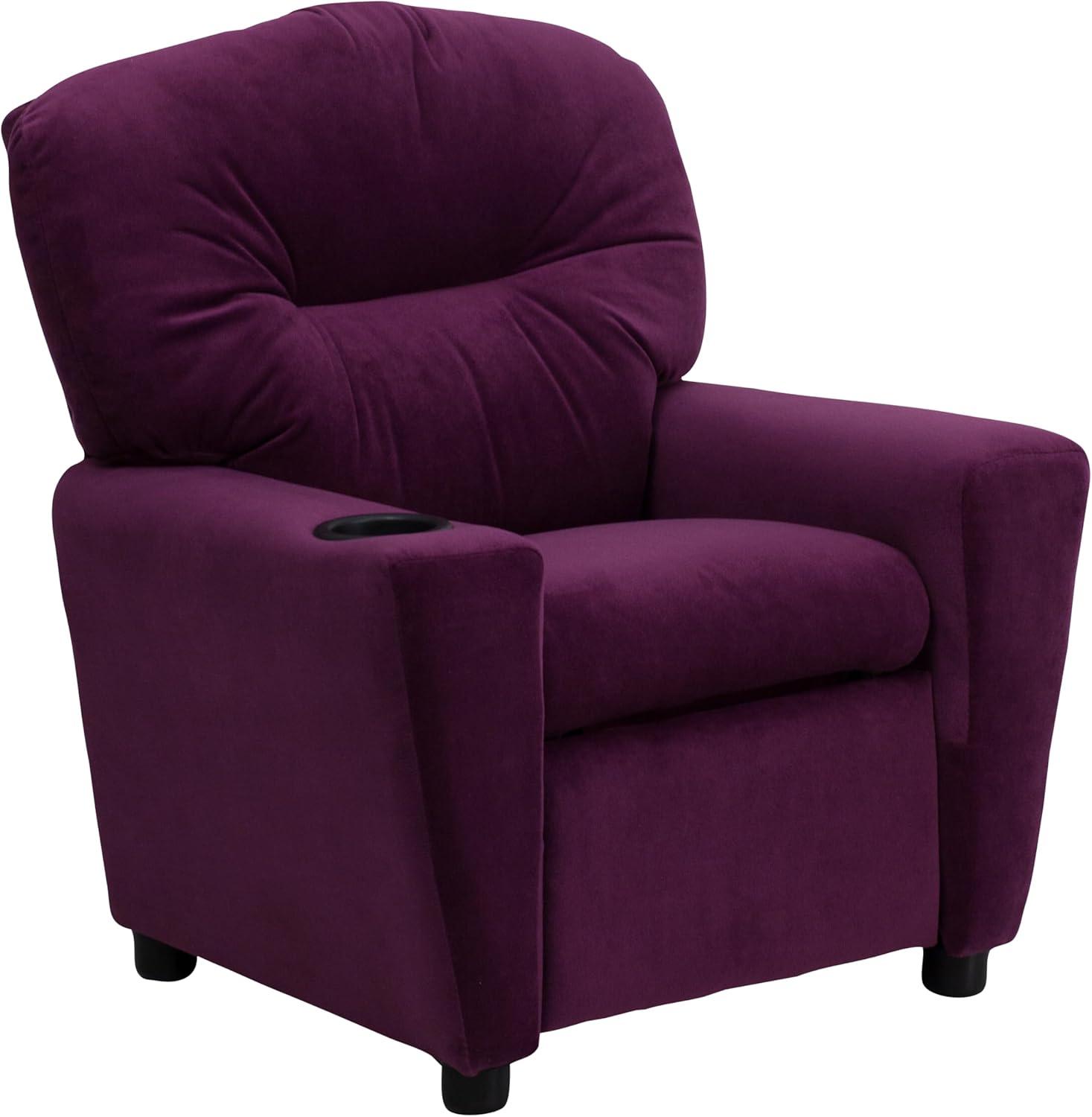 Flash Furniture Chandler Contemporary Purple Microfiber Kids Recliner with Cup Holder