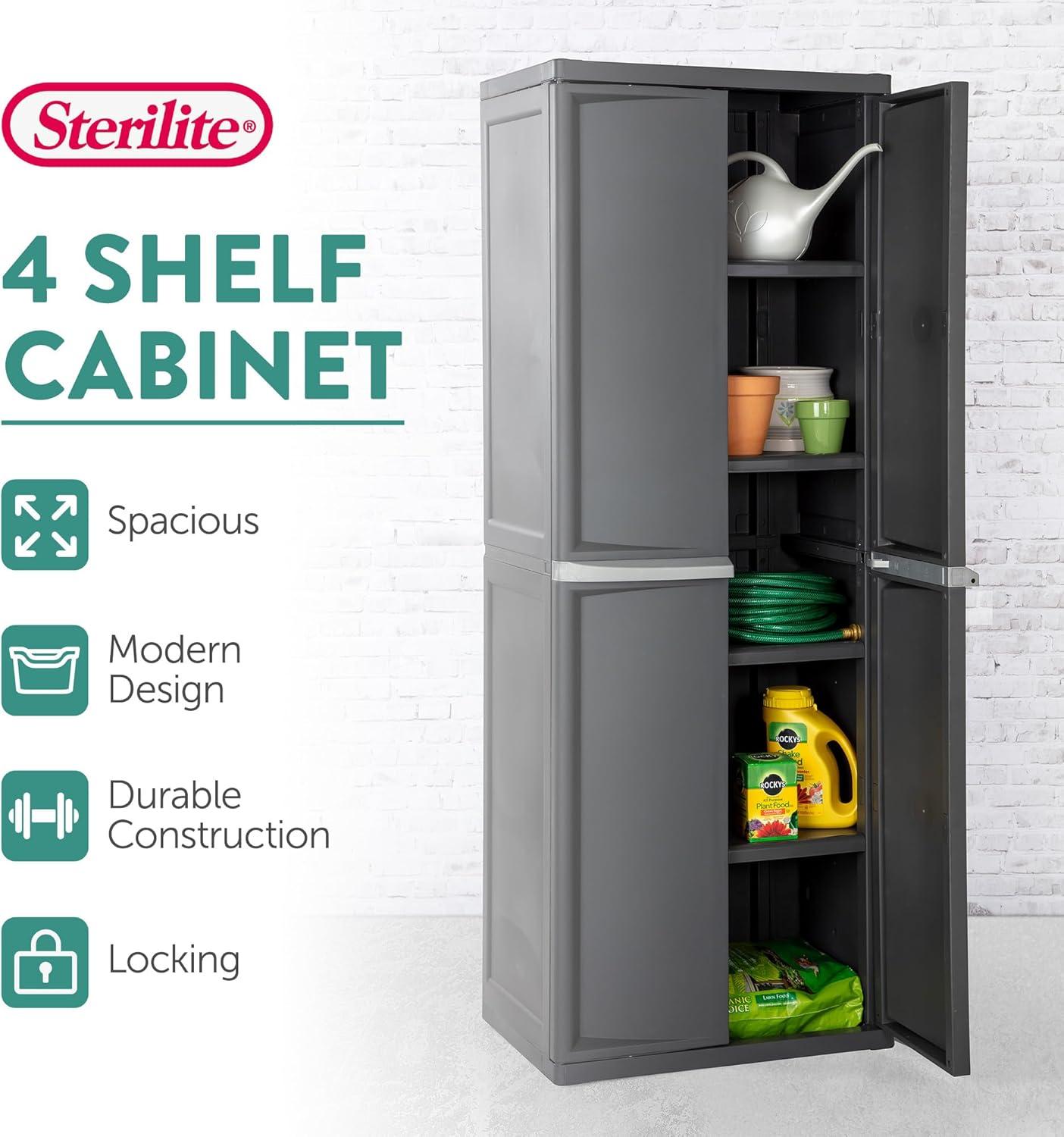 Sterilite Adjustable 4-Shelf Storage Cabinet With Doors