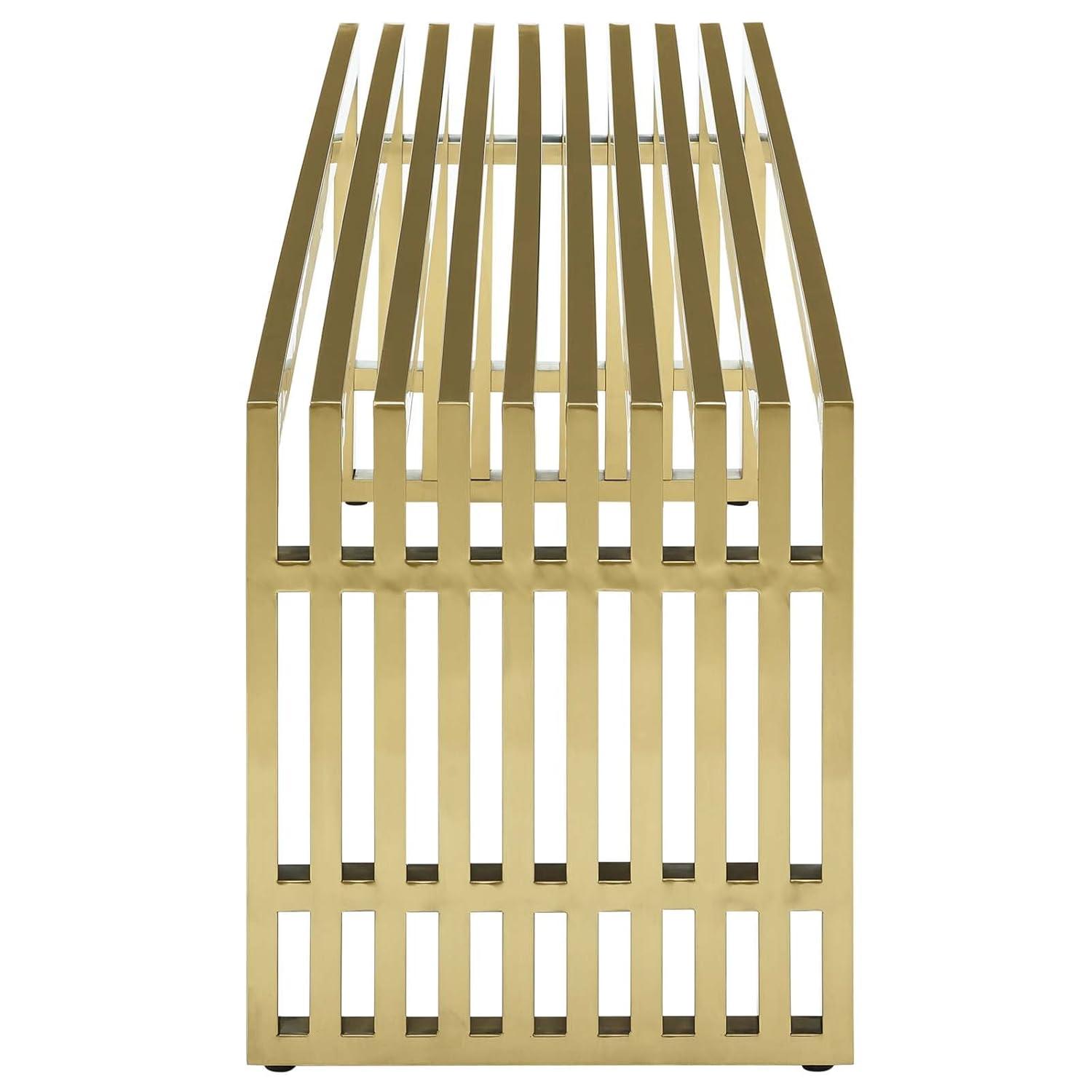 Modway Gridiron Large Stainless Steel Bench Gold