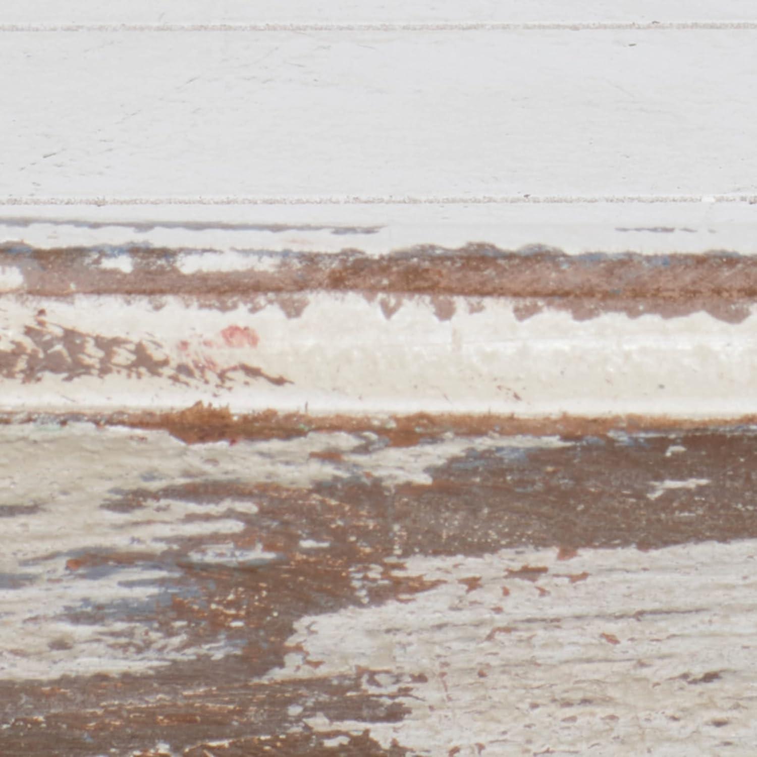 DecMode 49" x 33" White Wood Distressed Tray Top Boat Accent Table with Oar Detailed Legs, 1-Piece