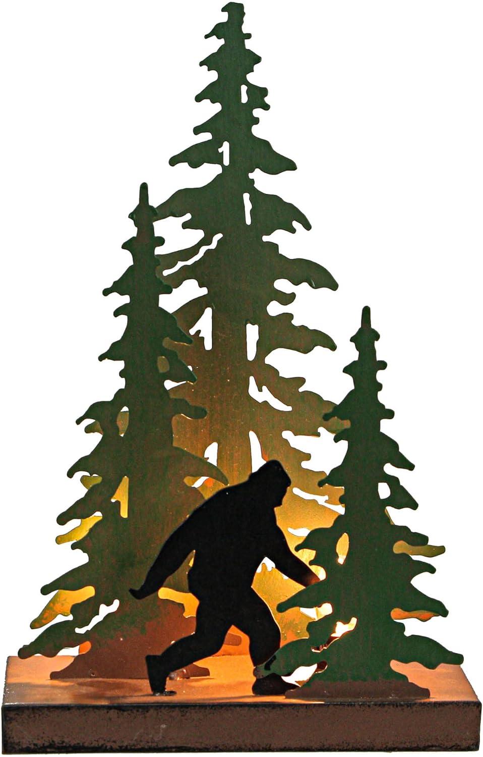 Millwood Pines Rustic Metal Rude Bigfoot In Forest Accent Lamp Decorative Sasquatch Home Decor