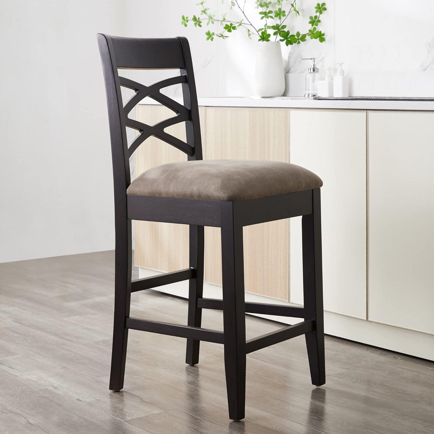 Leick Home Double Crossback Counter Stool in Black and Gray, Set of 2