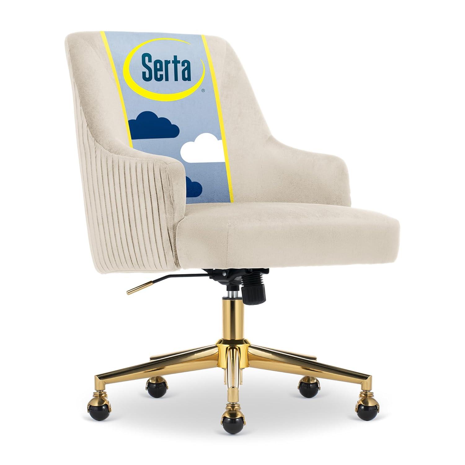 Serta Style Leighton Home Office Chair Fresh Lilac : Upholstered, Adjustable, with Fixed Arms & Wood Frame